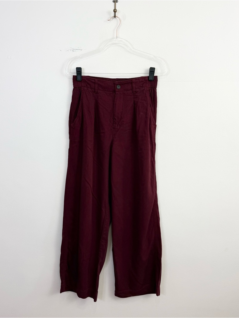 Madewell Neale Drapewave Straight Leg Pants Cabernet Wide Leg Size 8 - Picture 2 of 6